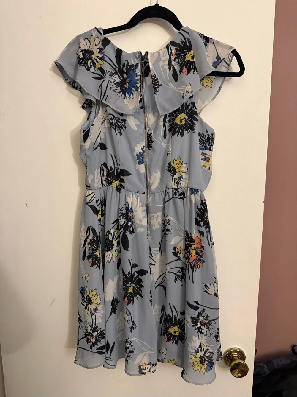 Target Light Blue Floral Ruffle Mini Dress - Picture 2 of 2